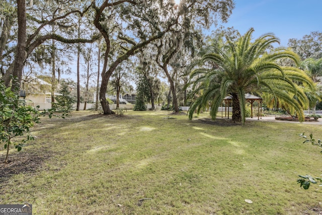 view of yard featuring a gazebo