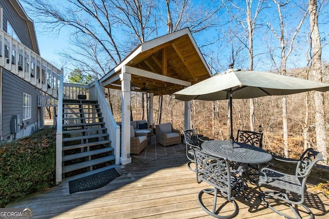 deck featuring an outdoor living space