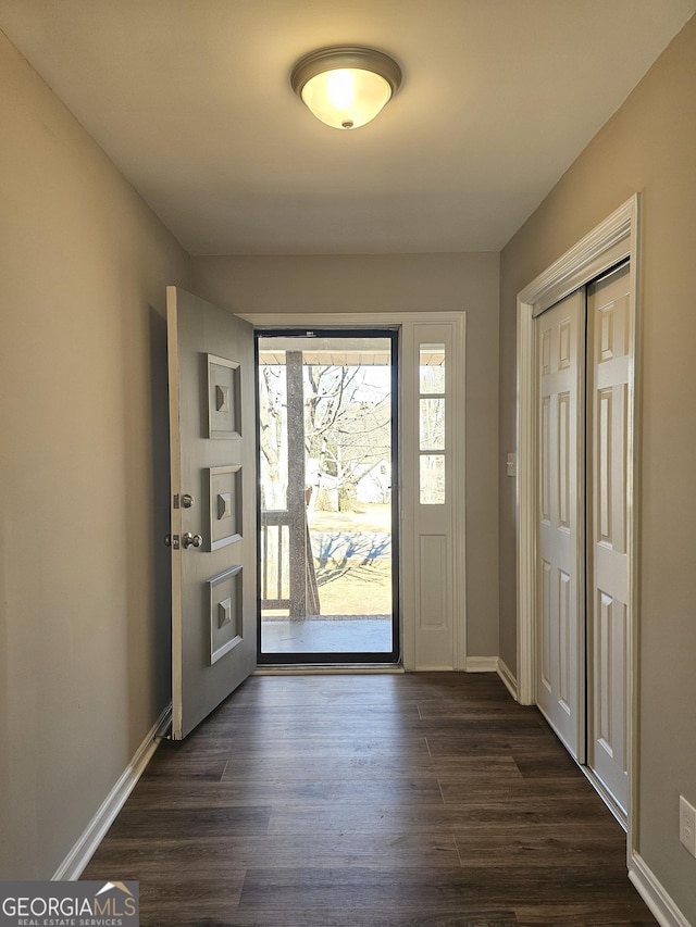 entrance foyer featuring dark hardwood / wood-style floors