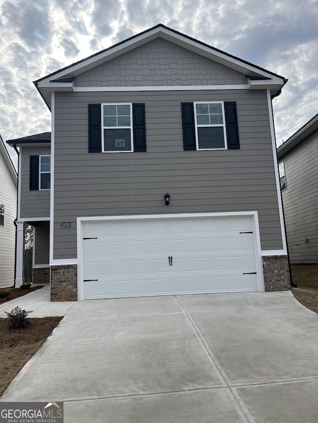 view of front of house with a garage