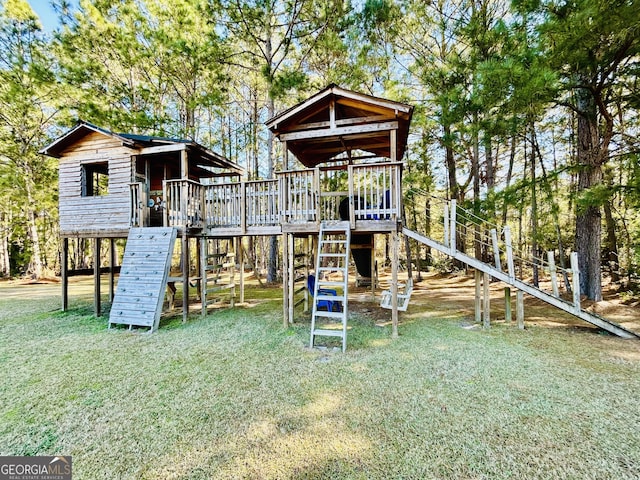 view of playground featuring a yard