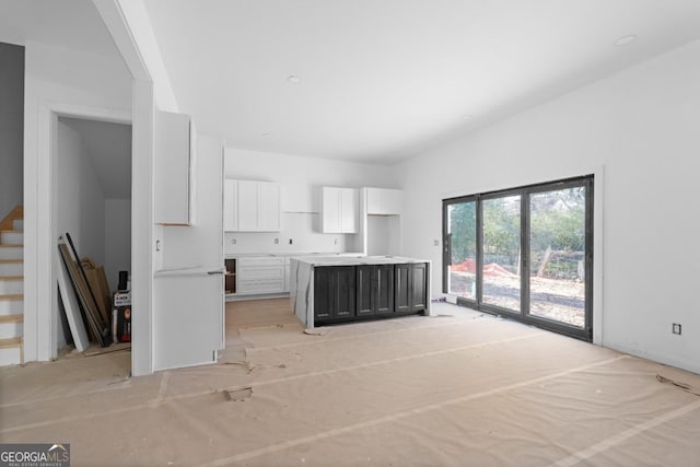 kitchen with white cabinets and a kitchen island