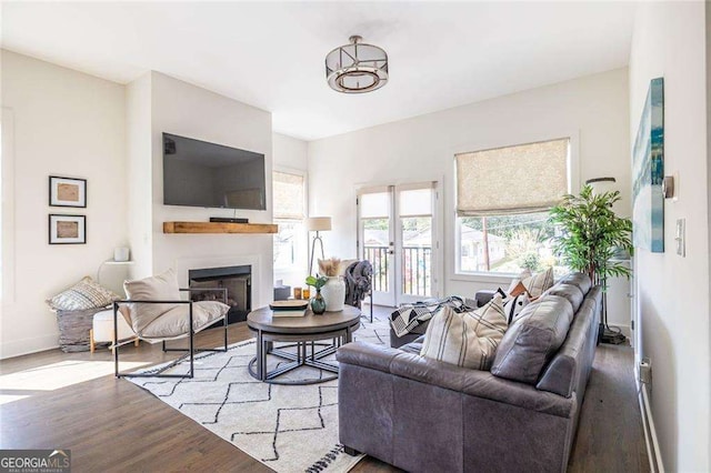 living room featuring light hardwood / wood-style flooring