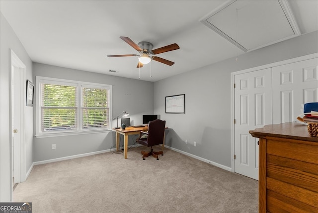 view of carpeted office space