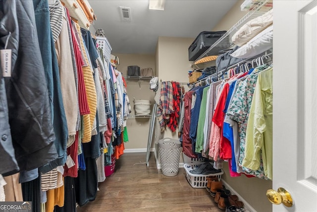 spacious closet with wood-type flooring