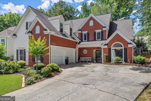 view of front property with a garage