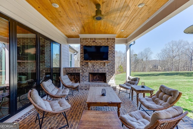 4621 Stanley Rd, Flowery Branch, GA 30542 - view of patio featuring an outdoor living space with a fireplace