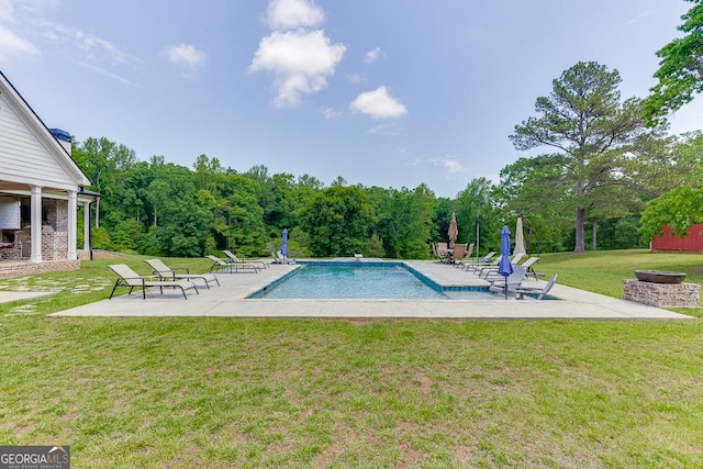 4621 Stanley Rd, Flowery Branch, GA 30542 - swimming pool featuring a patio area and a lawn