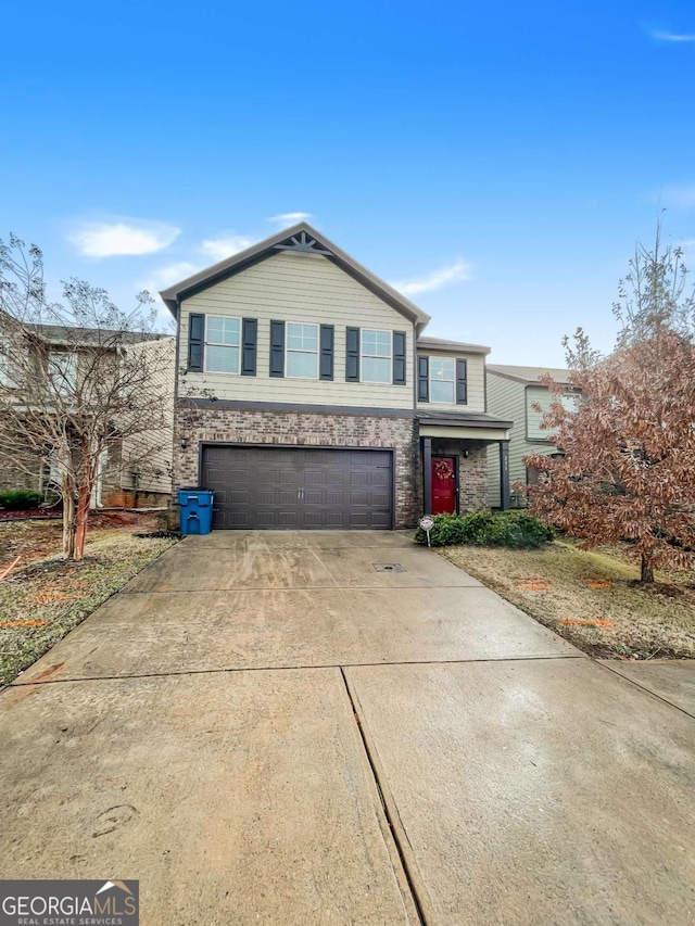 view of front property with a garage