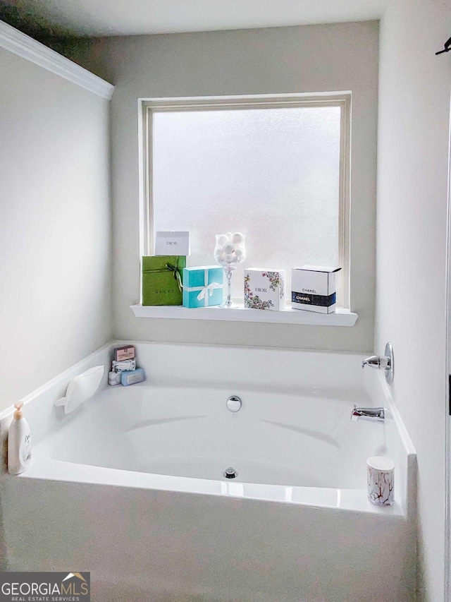 bathroom with plenty of natural light and a bathing tub