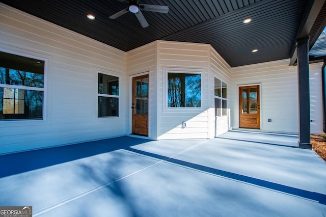 view of patio / terrace with a ceiling fan