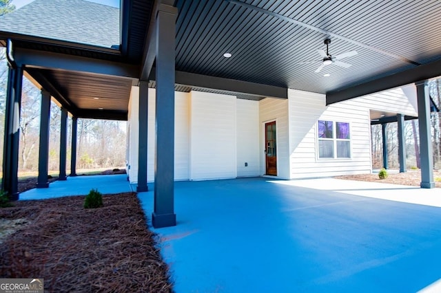 view of patio with ceiling fan