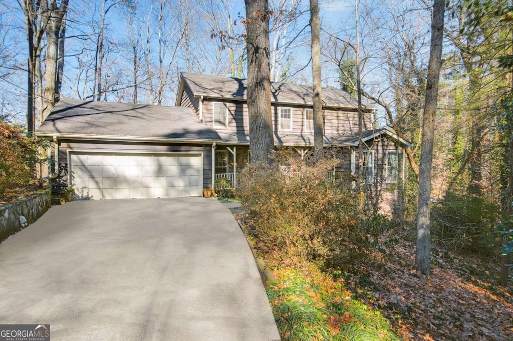 view of property featuring a garage