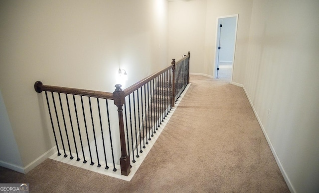 staircase with carpet