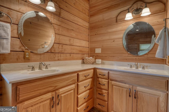 130 Stablegate Dr, Blairsville, GA 30512 - bathroom with double vanity and wooden walls