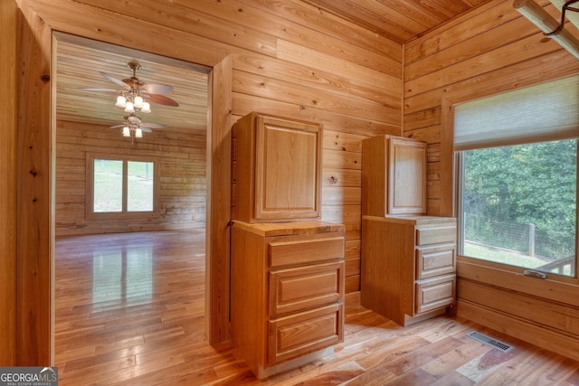 130 Stablegate Dr, Blairsville, GA 30512 - interior space with hardwood / wood-style floors, wooden ceiling, wooden walls, and ceiling fan