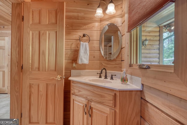 130 Stablegate Dr, Blairsville, GA 30512 - bathroom featuring vanity and wood walls