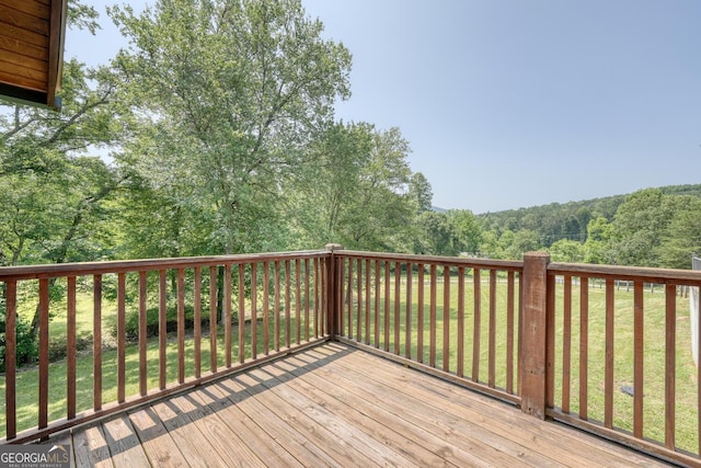 130 Stablegate Dr, Blairsville, GA 30512 - wooden deck featuring a lawn and a view of trees