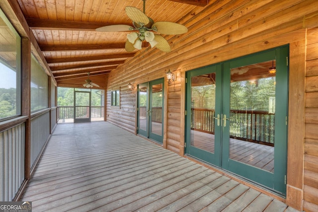130 Stablegate Dr, Blairsville, GA 30512 - unfurnished sunroom featuring french doors and a ceiling fan