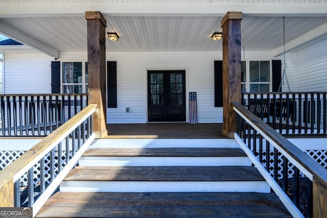 doorway to property with french doors