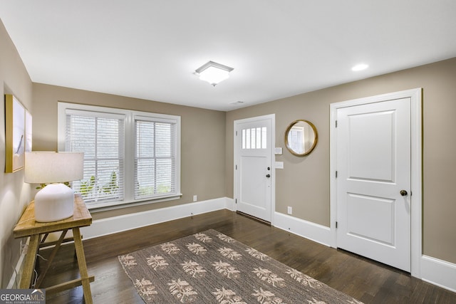 foyer featuring dark hardwood / wood-style floors