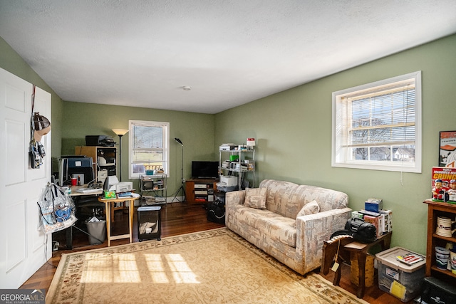 office with wood-type flooring