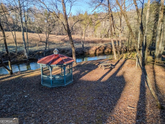 view of yard with a water view