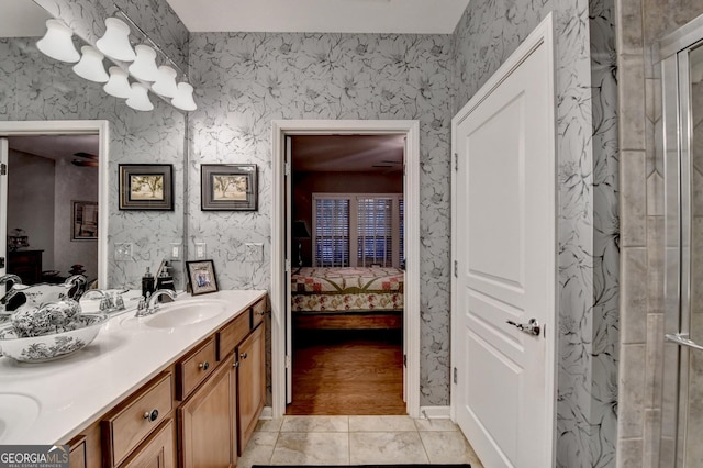 bathroom featuring vanity and tile patterned flooring