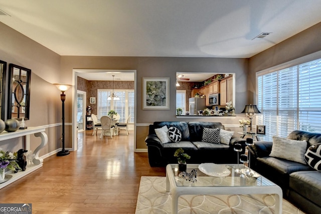 living room featuring light hardwood / wood-style floors