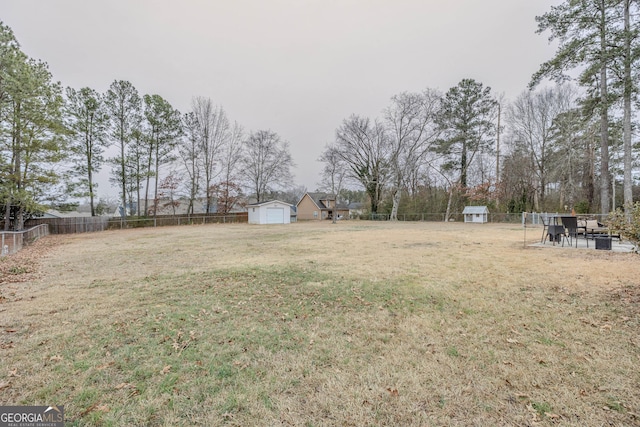 view of yard with a shed