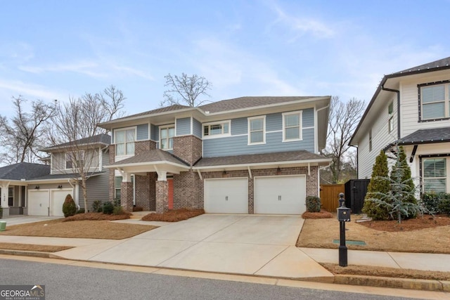 view of front of property with a garage