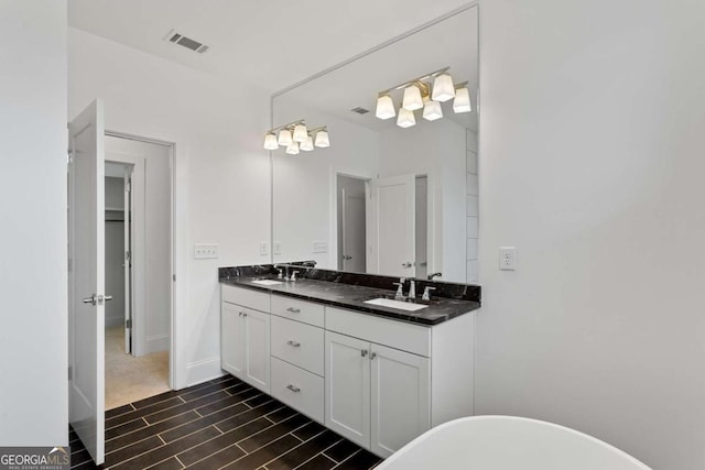 bathroom with vanity and a bathing tub