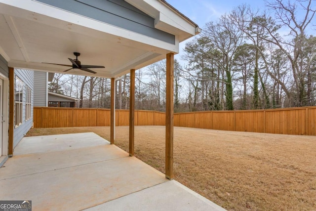 view of patio / terrace with ceiling fan