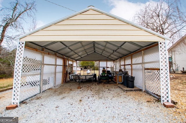 garage with a carport