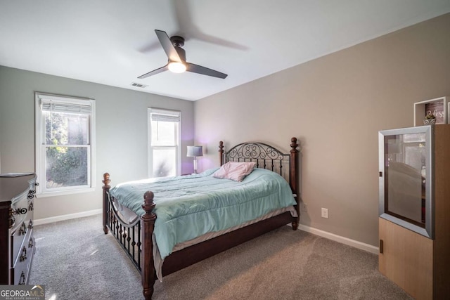 bedroom with carpet and ceiling fan