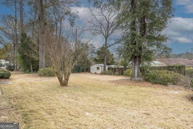 view of yard with a shed