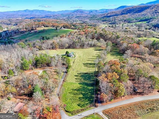 birds eye view of property with a mountain view