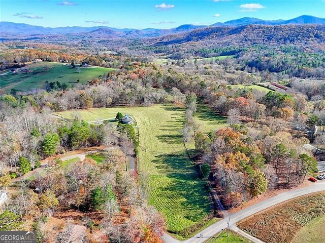 bird's eye view with a mountain view