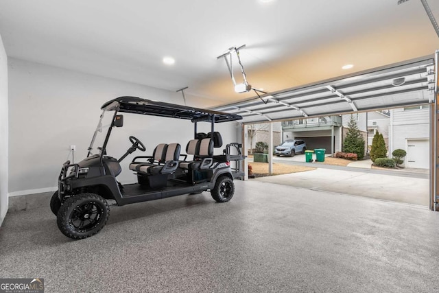 garage with a garage door opener