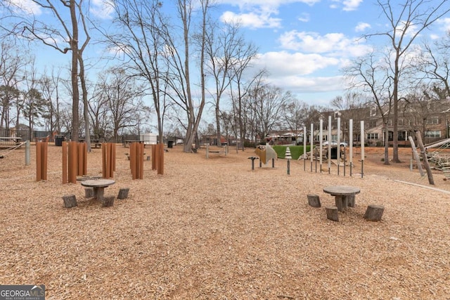 view of yard with a playground