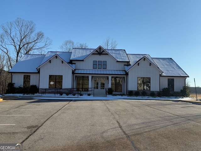 modern farmhouse with french doors