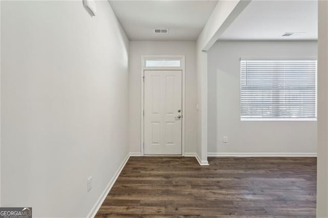 foyer entrance featuring dark hardwood / wood-style flooring