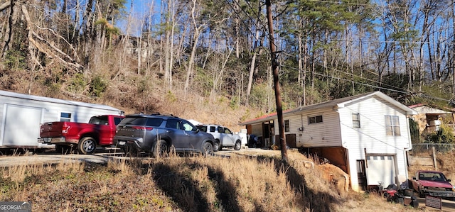 exterior space featuring a garage