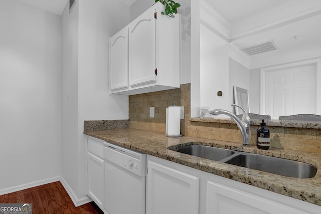 2700 Pine Tree Rd NE Unit 2306, Atlanta, GA 30324 - kitchen featuring a sink, white dishwasher, light stone countertops, and visible vents
