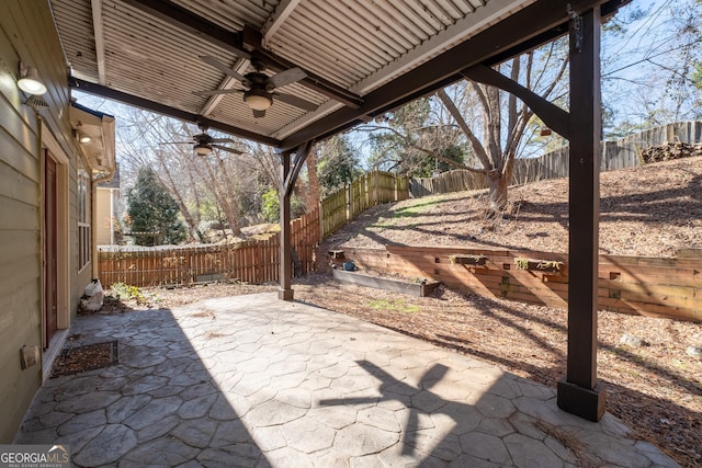 view of patio / terrace with ceiling fan