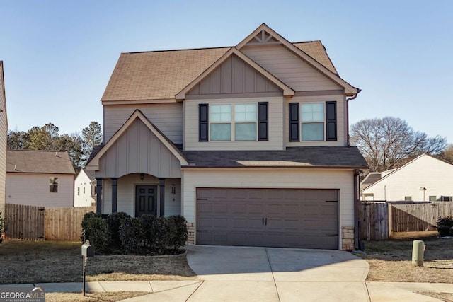 craftsman inspired home with a garage