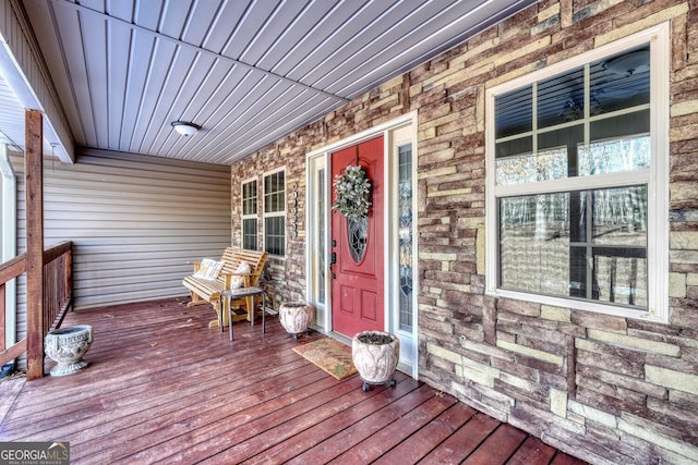 deck featuring covered porch