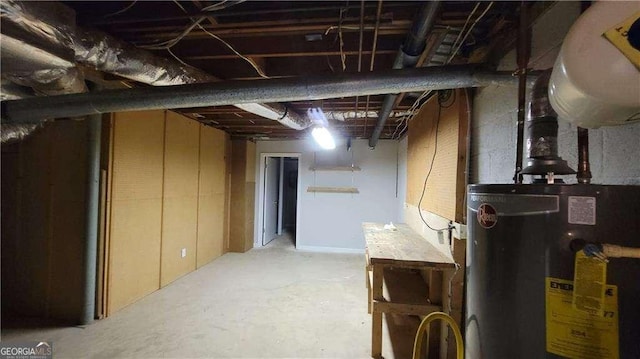 basement featuring water heater