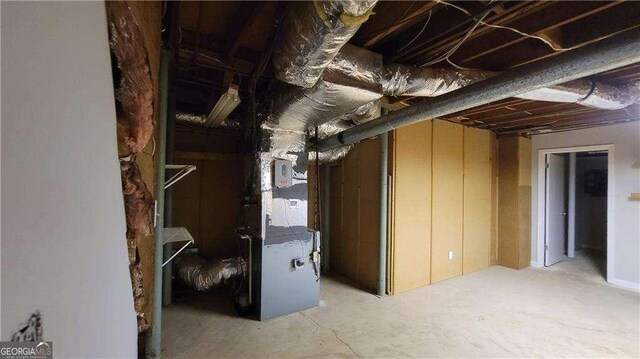 basement with heating unit