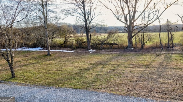 view of yard with a rural view